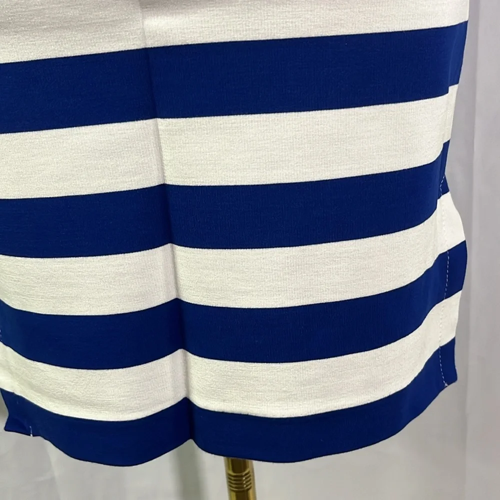 NWT Banana Republic Royal Blue & White Striped Ponte Knit Side Slit Pencil Skirt - Picture 9 of 16